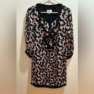 Milly Dress, Pink and black 100% Silk